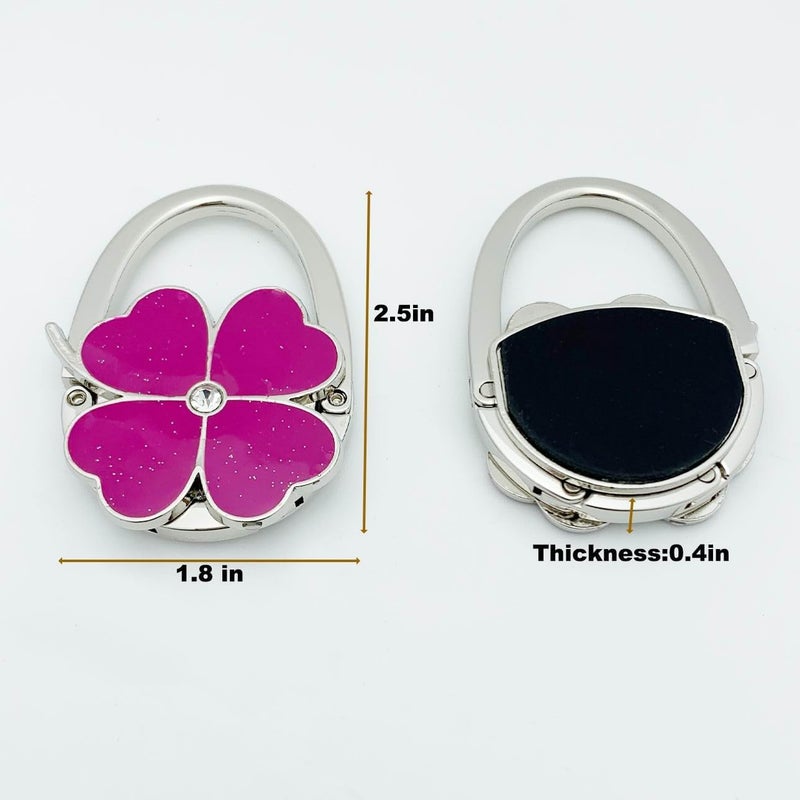 ROFLYER Four Leaf Clover Design Foldable Handbag Hanger Folding Purse Table Hook Holder (Purple) - Image 2